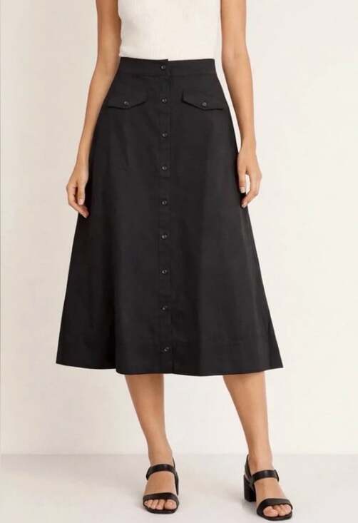 Tuckernuck Dresses & Skirts - Tuckernuck Kenya A-Line Cotton Midi Skirt in Black Size 6 Pockets Buttons